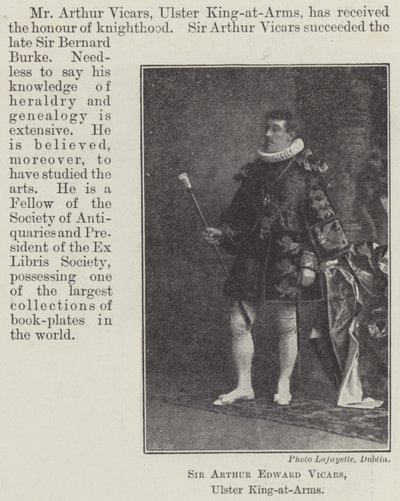 Sir Arthur Edward Vicars, Ulster King-at-Arms door English Photographer