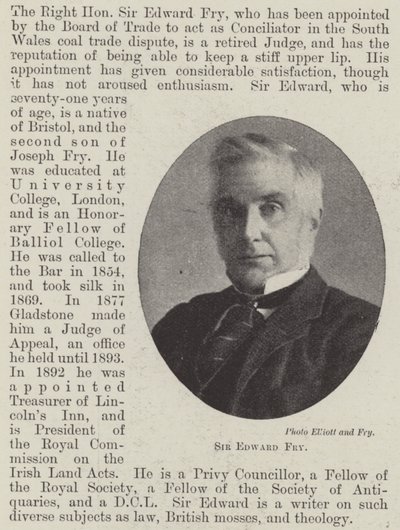 Sir Edward Fry door English Photographer