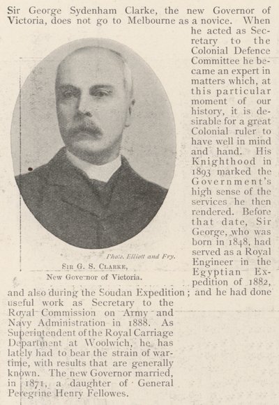Sir G S Clarke, Nieuwe Gouverneur van Victoria door English Photographer