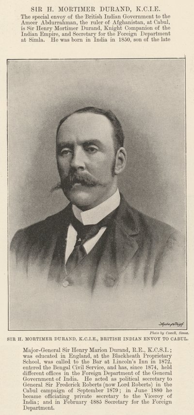 Sir H Mortimer Durand, KCIE, Britse Indiase gezant naar Kabul door English Photographer