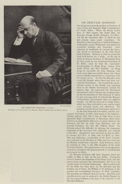 Sir Hercules Robinson, GCMG, Gouverneur van Kaapkolonie en Imperiaal Hoge Commissaris voor Zuid-Afrika door English Photographer