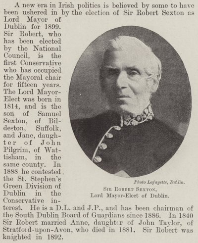 Sir Robert Sexton, Aankomend Burgemeester van Dublin door English Photographer
