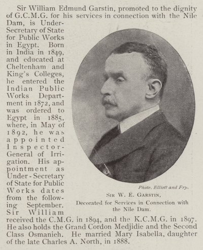 Sir W E Garstin, onderscheiden voor diensten in verband met de Nijl-dam door English Photographer