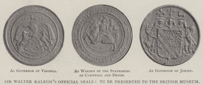 Sir Walter Raleghs Officiële Zegels, te presenteren aan het British Museum door English Photographer