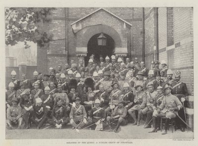 Soldaten van de koningin, een jubileumgroep van kolonialen door English Photographer