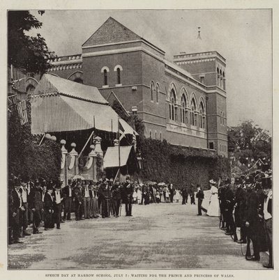 Speech Day op Harrow School, 7 juli, wachtend op de prins en prinses van Wales door English Photographer