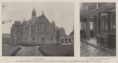 De bibliotheek van St Deiniol, ter nagedachtenis aan Mr Gladstone, in Hawarden, te openen door graaf Spencer op 14 oktober door English Photographer