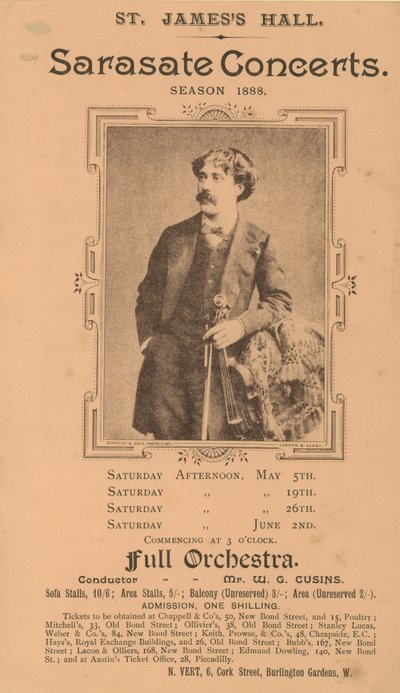 St Jamess Hall Sarasate Concerten door English Photographer