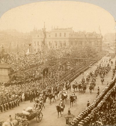 Stereografische afdruk van het diamanten jubileum van koningin Victoria door English Photographer
