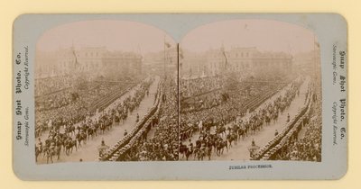Stereoscopische afdruk van het diamanten jubileum van koningin Victoria, 28 juni 1897 door English Photographer