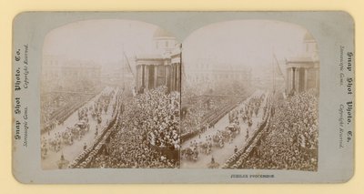 Stereoscopische afdruk van het diamanten jubileum van koningin Victoria, 28 juni 1897 door English Photographer