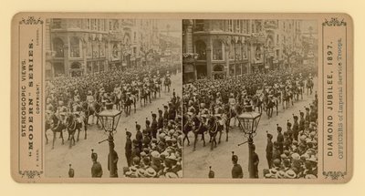 Stereoscopische afdruk van het diamanten jubileum van koningin Victoria, 28 juni 1897 door English Photographer