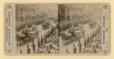 Stereoscopische afdruk van het diamanten jubileum van koningin Victoria, 28 juni 1897 door English Photographer