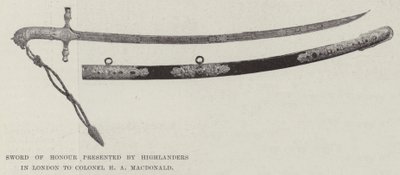 Eerwaardeswaard aangeboden door Highlanders in Londen aan kolonel H A MacDonald door English Photographer