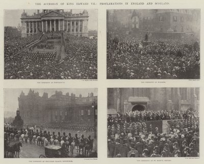 De troonsbestijging van koning Edward VII, proclamaties in Engeland en Schotland door English Photographer
