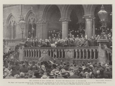 De Troonsbestijging van Koning Edward VII, het voorlezen van de Proclamatie in Winchester door English Photographer