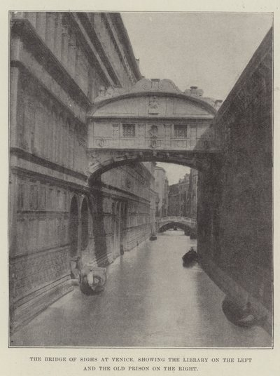 De Brug der Zuchten in Venetië, met de Bibliotheek links en de Oude Gevangenis rechts door English Photographer
