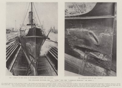 De Botsing tussen de SS Alma en de Cambrian Princess op 1 april door English Photographer