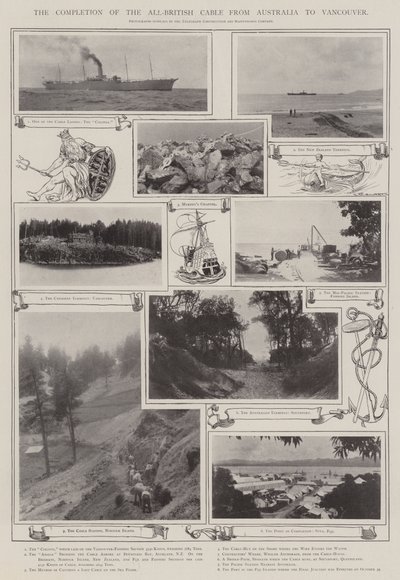 De voltooiing van de geheel Britse kabel van Australië naar Vancouver door English Photographer