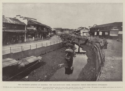 De Concessiekwestie in Shanghai, de Yang-King-Pang Kreek, die Franse van Britse Nederzettingen Scheidt door English Photographer