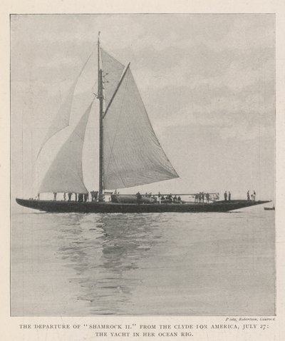 Het Vertrek van Shamrock II van de Clyde naar Amerika, 27 Juli, de Jacht in haar Oceaanuitrusting door English Photographer