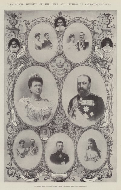 De hertog en hertogin van Saksen-Coburg-Gotha, met hun kinderen en kleinkinderen door English Photographer