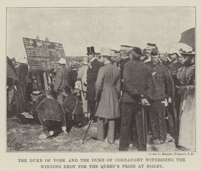 De Hertog van York en de Hertog van Connaught die de Winnende Schot voor de Koninginnenprijs bij Bisley bekijken door English Photographer