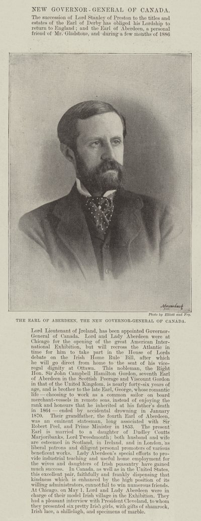 De graaf van Aberdeen, de nieuwe gouverneur-generaal van Canada door English Photographer