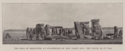 De val van monolieten bij Stonehenge op oudejaarsavond, de cirkel zoals hij was door English Photographer