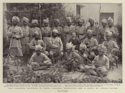 De grensproblemen in India, kolonel Warburton en een groep Afridi-levies door English Photographer
