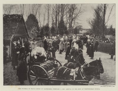 De begrafenis van Prins Hendrik van Battenberg, 5 februari 1896, aankomst van het lichaam bij de kerk van Whippingham door English Photographer