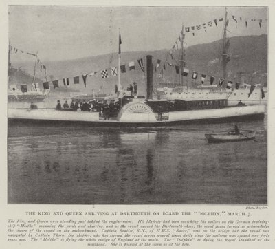 De koning en koningin arriveren in Dartmouth aan boord van de Dolphin, 7 maart door English Photographer