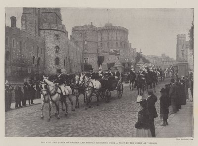 De koning en koningin van Zweden en Noorwegen terugkerend van een bezoek aan de koningin in Windsor door English Photographer