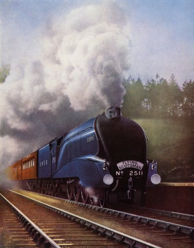 De LNER-locomotief "Silver King" trekt de Flying Scotsman (kleurenfoto) door English Photographer