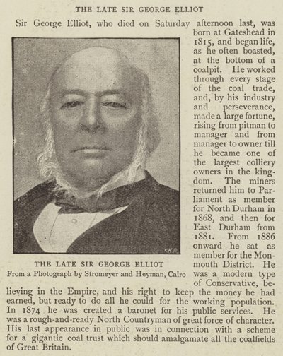 De Wijlen Sir George Elliot door English Photographer