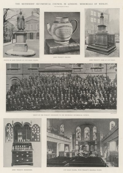 De Methodistische Oecumenische Raad in Londen, gedenktekens van Wesley door English Photographer