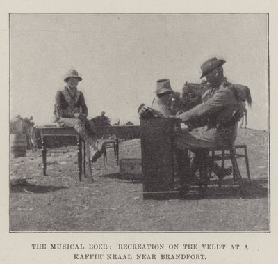 De muzikale Boer, recreatie op de Veldt bij een Kaffir Kraal nabij Brandfort door English Photographer