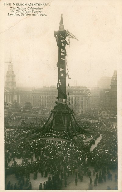 De Nelson viering op Trafalgar Square, Londen, 21 oktober 1905 door English Photographer
