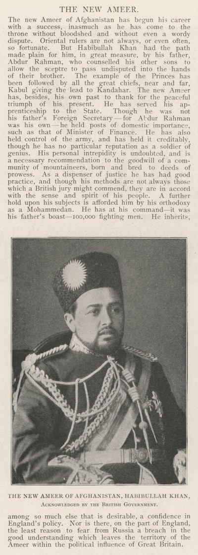 De nieuwe emir van Afghanistan, Habibullah Khan, erkend door de Britse regering door English Photographer