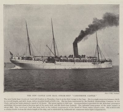 Het nieuwe poststoomschip Carisbrook Castle van de Castle Line door English Photographer