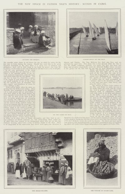 Het nieuwe tijdperk in de geschiedenis van Vader Niles, scènes in Caïro door English Photographer