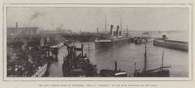 Het nieuwe Sandon Basin in Liverpool, de SS Oceanic in de hoofdingang van het dok door English Photographer