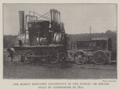 De oudste efficiënte locomotief ter wereld, een motor gebouwd door Stephenson in 1822 door English Photographer