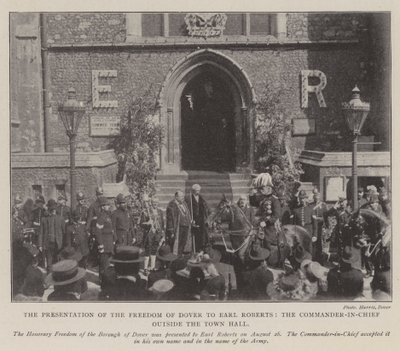 De Overhandiging van de Vrijheid van Dover aan Graaf Roberts, de Opperbevelhebber buiten het Stadhuis door English Photographer