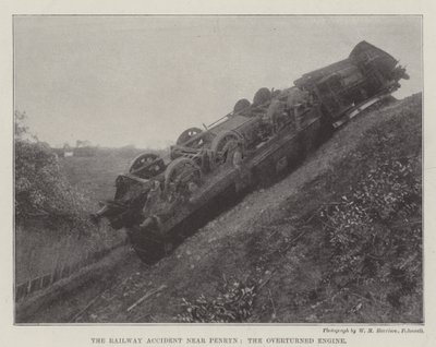 Het treinongeluk bij Penryn, de omgevallen locomotief door English Photographer
