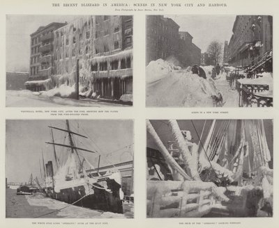 De recente sneeuwstorm in Amerika, scènes in New York City en haven door English Photographer