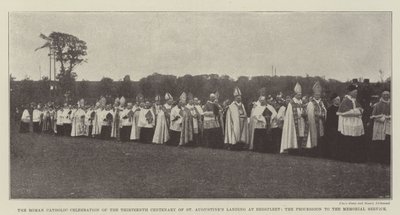 De rooms-katholieke viering van de dertiende eeuw van de landing van St. Augustinus in Ebbsfleet, de processie naar de herdenkingsdienst door English Photographer