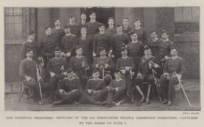 De Roodeval-gevangenen, officieren van de 4e Derbyshire Militie (Sherwood Foresters) gevangen genomen door de Boeren op 7 juni door English Photographer