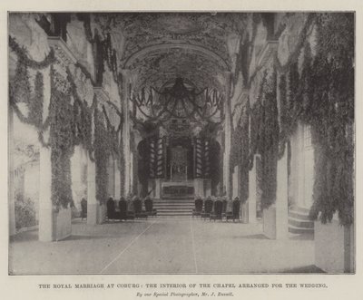 Het koninklijk huwelijk in Coburg, het interieur van de kapel ingericht voor de bruiloft door English Photographer