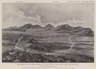 De scène van De Wets eerdere operaties, Retiefs Nek en de aangrenzende passen van Bethlehem door English Photographer